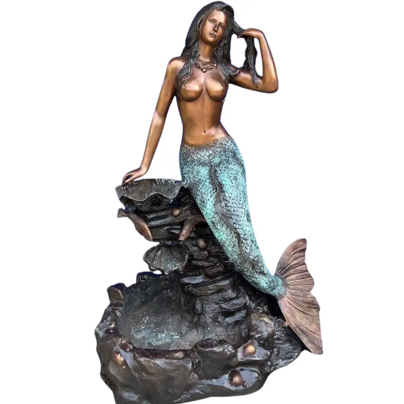 Daydreaming Mermaid Bronze Fountain 1
