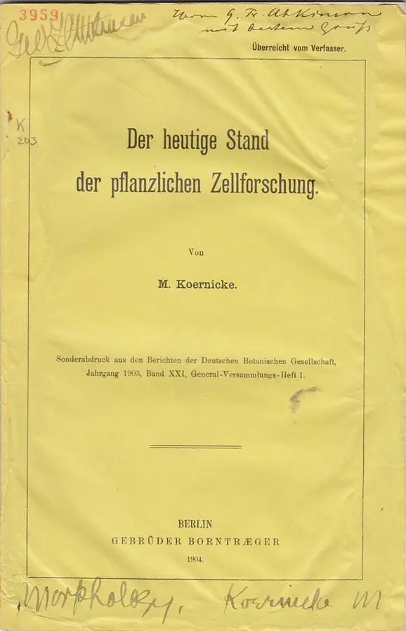 Der Heutige Stand Der Pflanzlichen Zellforschung 1