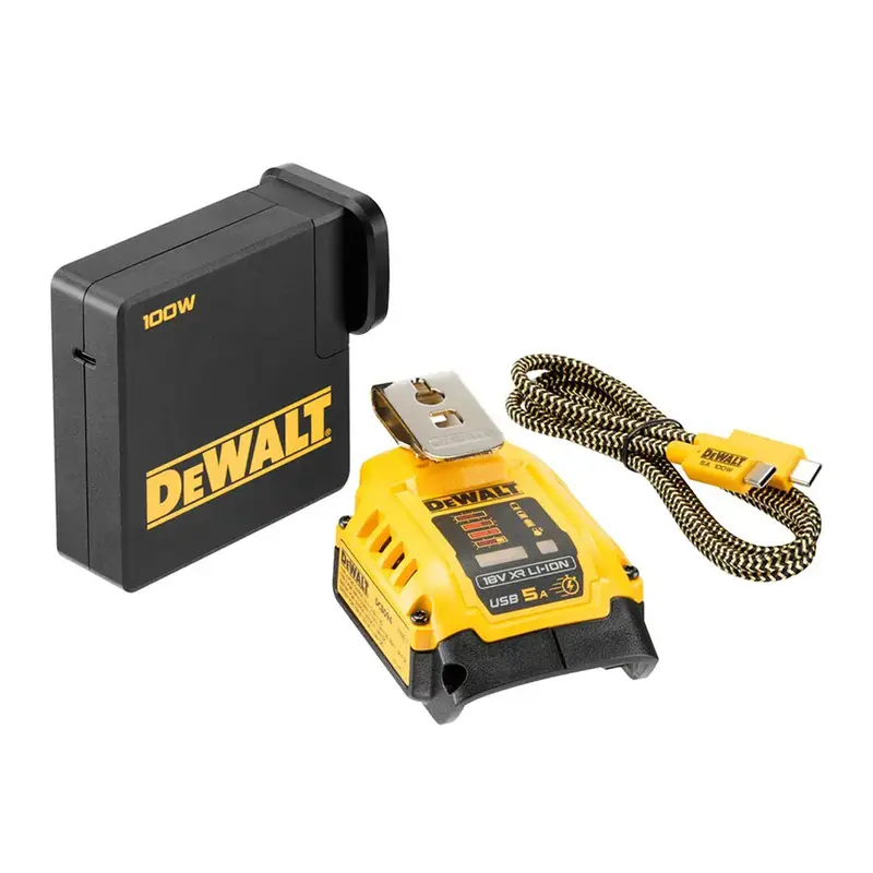 Dewalt 18V Xr Usb-C Pd Charger Kit - Bi-Directional Usb Pd, 100W, Charges 18V Batteries & Powers Usb Devices 1