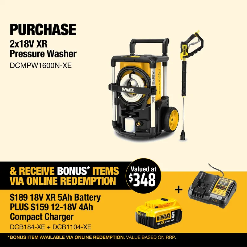 Dewalt 2X18v Xr Pressure Washer - Cordless Power, 3 Pressure Modes, Durable Design, Up To 63 Minutes Runtime 1