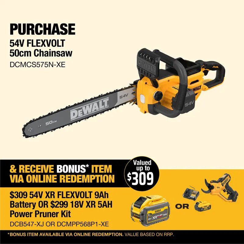 Dewalt 54V Flexvolt 50Cm Chainsaw - Designed For Exterior Construction Clean-Up Or Outdoor Landscape Maintenance 1