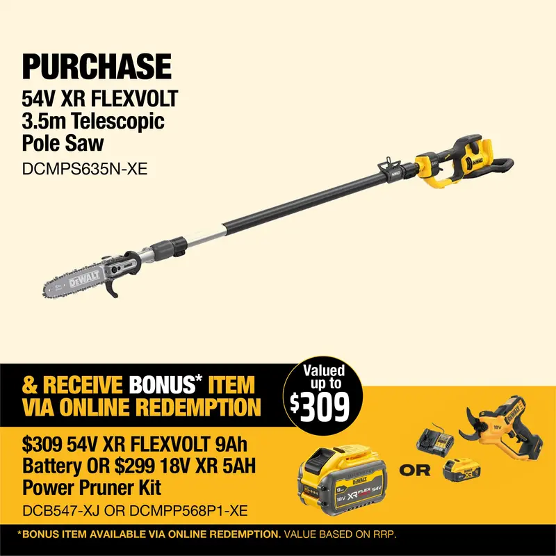Dewalt 54V Xr Flexvolt 3.5M Telescopic Pole Saw - Designed For Efficiency, Comfort, And Durability 1