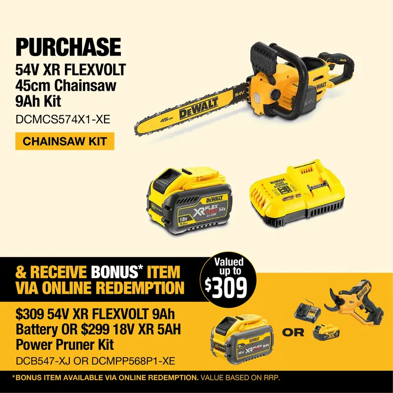Dewalt 54V Xr Flexvolt 45Cm Chainsaw 9Ah Kit - Outstanding Durability, Reliability, And Efficiency 1
