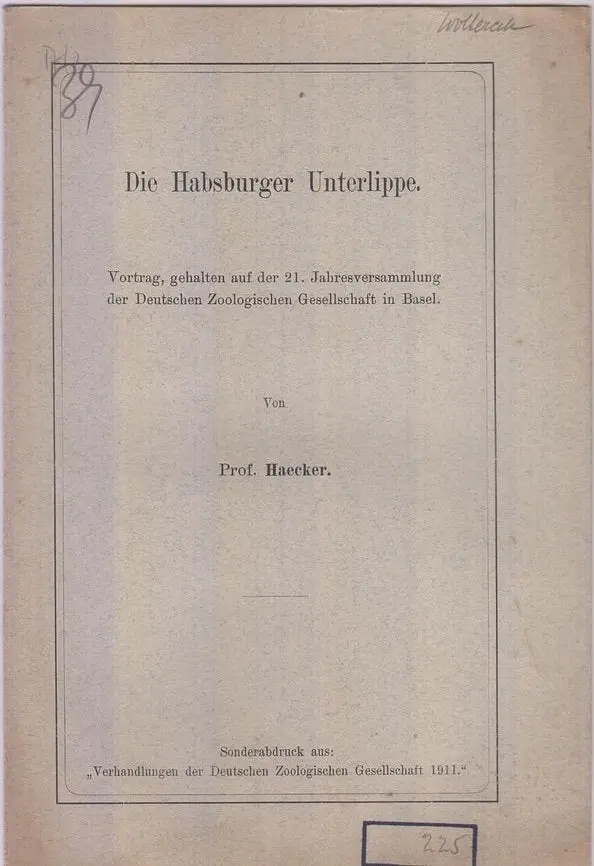 Die Habsburger Unterlippe  By Haecker, V. 1