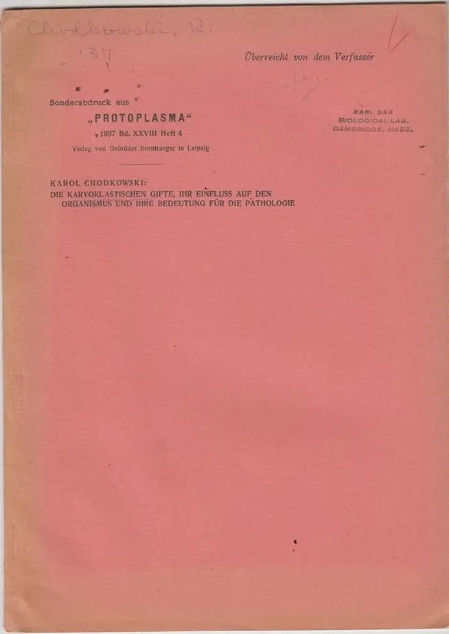 Die Karyoklastischen Gifte, Ihr Einfluss Auf Den Organismus Und Ihre Bedeutung Fur Die Pathologie 1