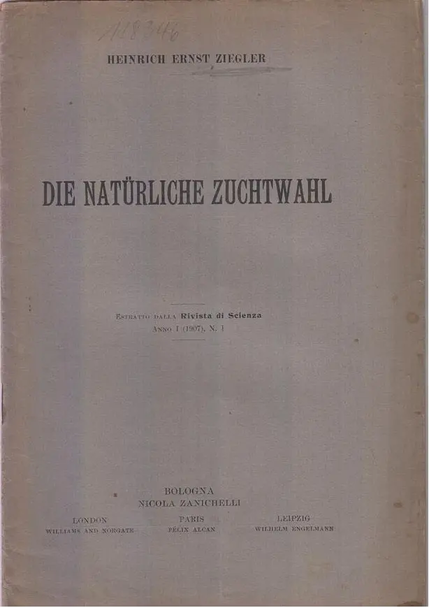 Die Naturliche Zuchtwahl  By Zeigler, Heinrich Ernst 1