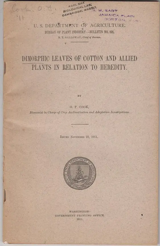 Dimorphic Leaves Of Cotton And Allied Plants In Relation To Heredity 1