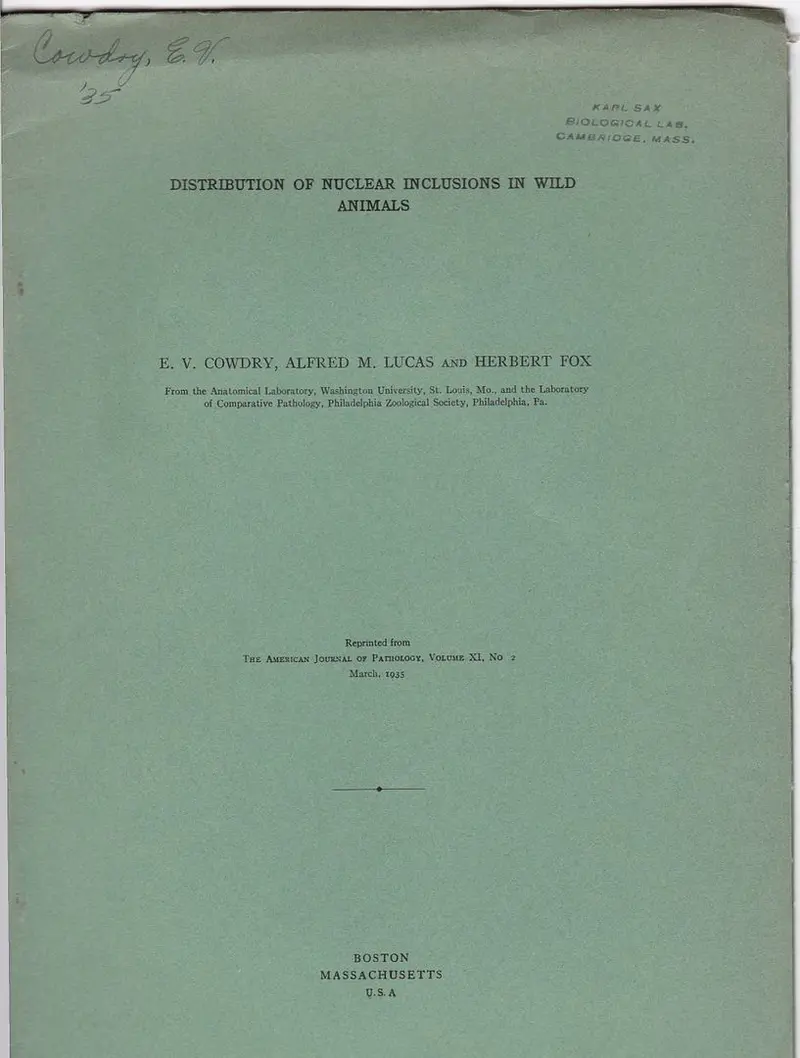 Distribution Of Nuclear Inclusions In Wild Animals 1