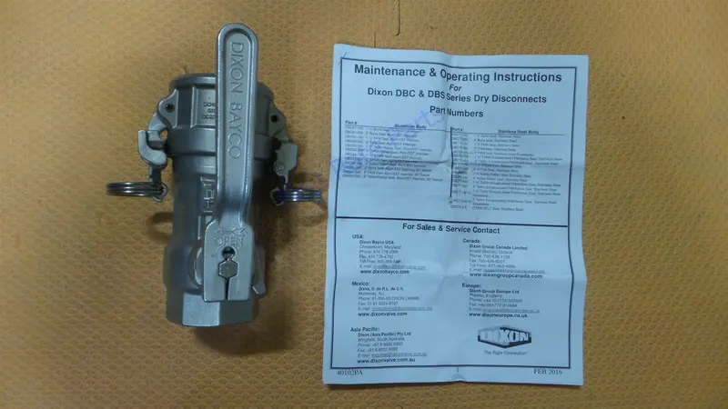 Dixon Bayloc Dbc74-150 Dry Disconnect Coupler 1-1/2 Coupling Stainless 1