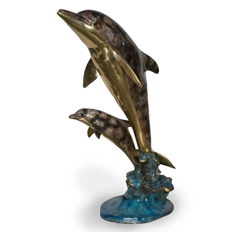 Double Dolphin Swimming Bronze Fountain 1