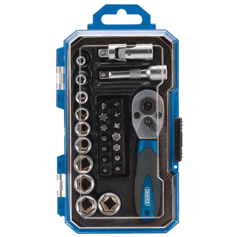 Draper 1/4" Sq. Dr. 27 Piece Socket Set & Bit Set 04778 1