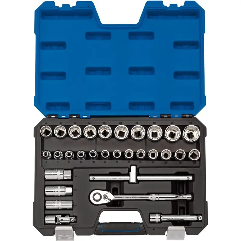 Draper 30 Piece Metric Socket Set 1/2-Inch Square Drive Polished Chrome 8 - 32Mm 16466 1