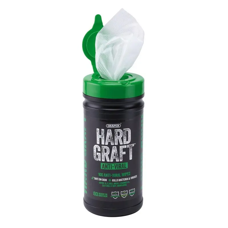 Draper Hard Graft Anti-Viral Wipes Tub Of 100 12437 1