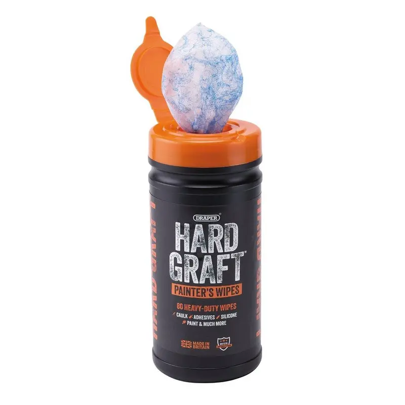 Draper Hard Graft Painters Wipes Heavy Duty Textured Tub Of 80 12439 1