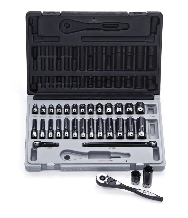 Dual Action 1/4 Drive Metric Std & Deep Socket Set 31 Pce: 10043102 1