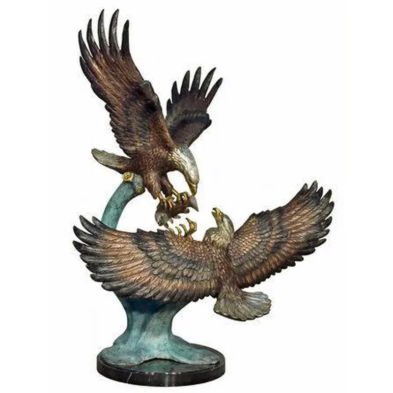 Dueling Eagle Statues On Base 1
