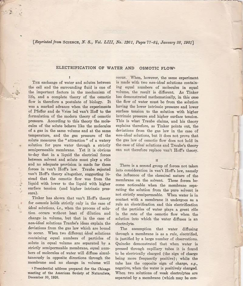 Electrification Of Water And Osmotic Flow 1