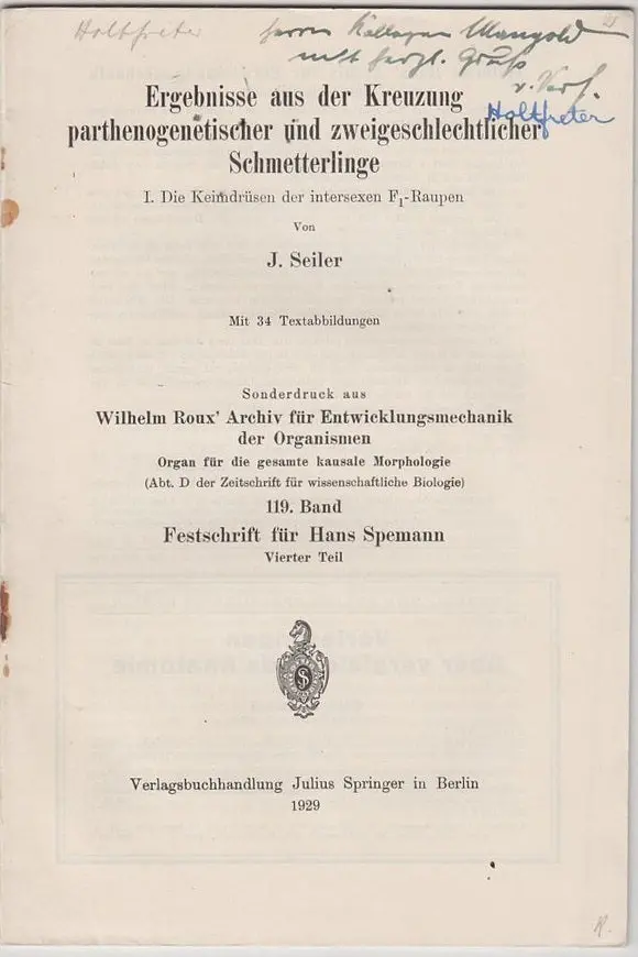 Ergebnisse Aus Der Kreuzung Parthenogenetischer Und Zweigeschlechtlicher Schmetterlinge. I. Die Keimdrusen Der Intersexen F1-Raupen 1
