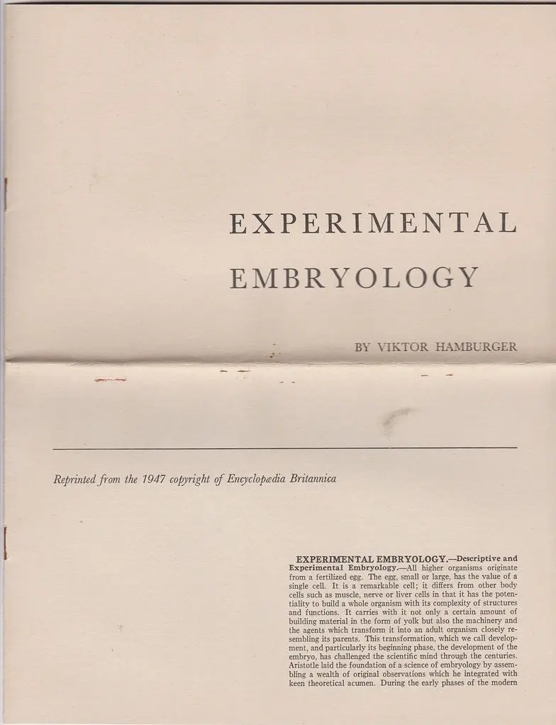 Experimental Embryology 1