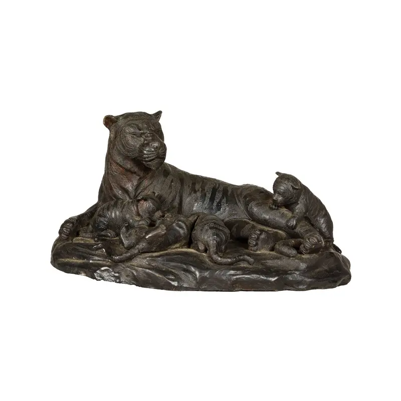 Family Of Tigers Bronze Tabletop Statue 1