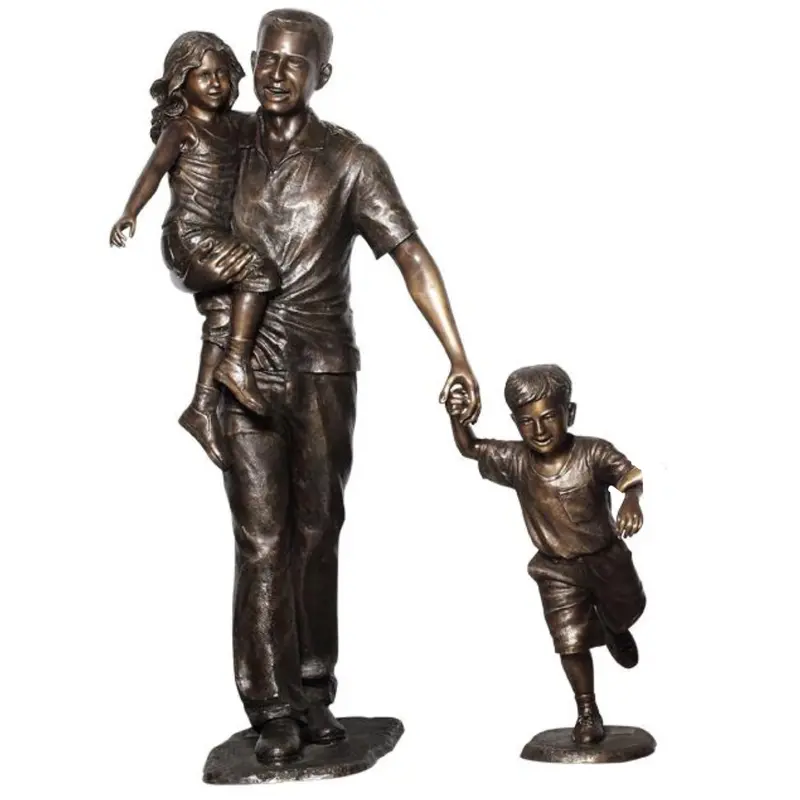 Family Statue Of Dad & Kids 1