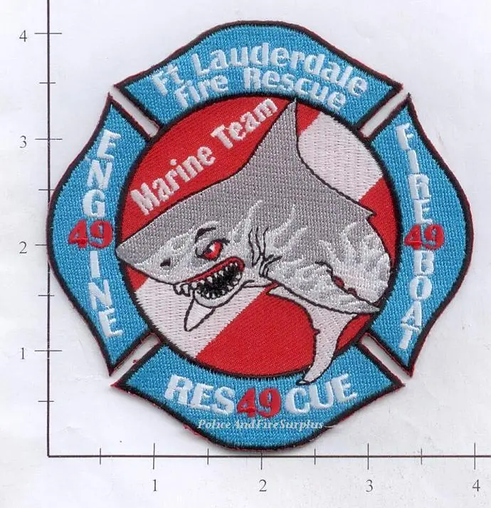 Florida - Fort Lauderdale Engine 49 Rescue 49 Fireboat 49 Fire Dept Patch 1