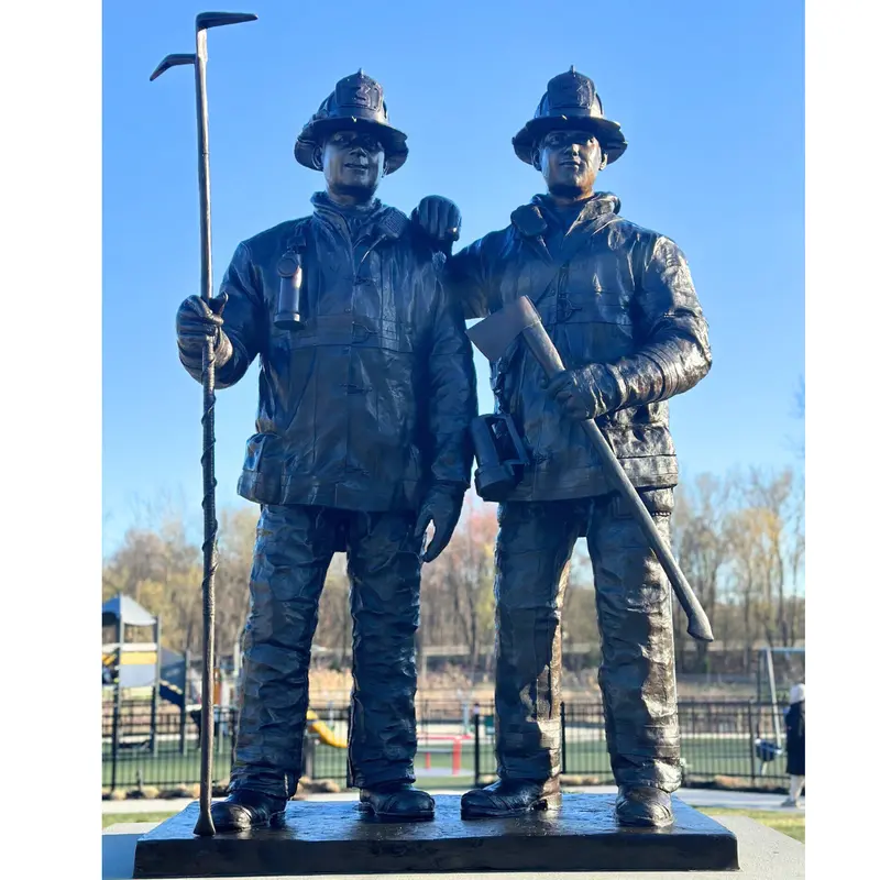 Foley Brothers Pair Of Custom Bronze Firefighter Statues 1
