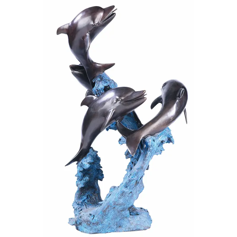 Four Dolphins On Blue Wave 1