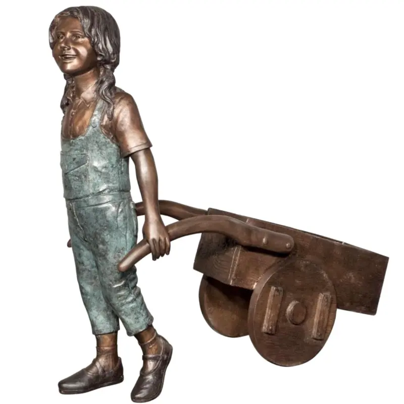 Gardening Girl Bronze Statue 1