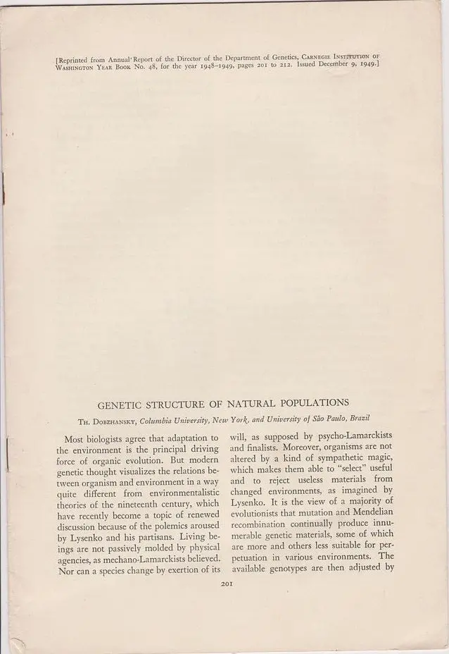 Genetic Structure Of Natural Populations 1