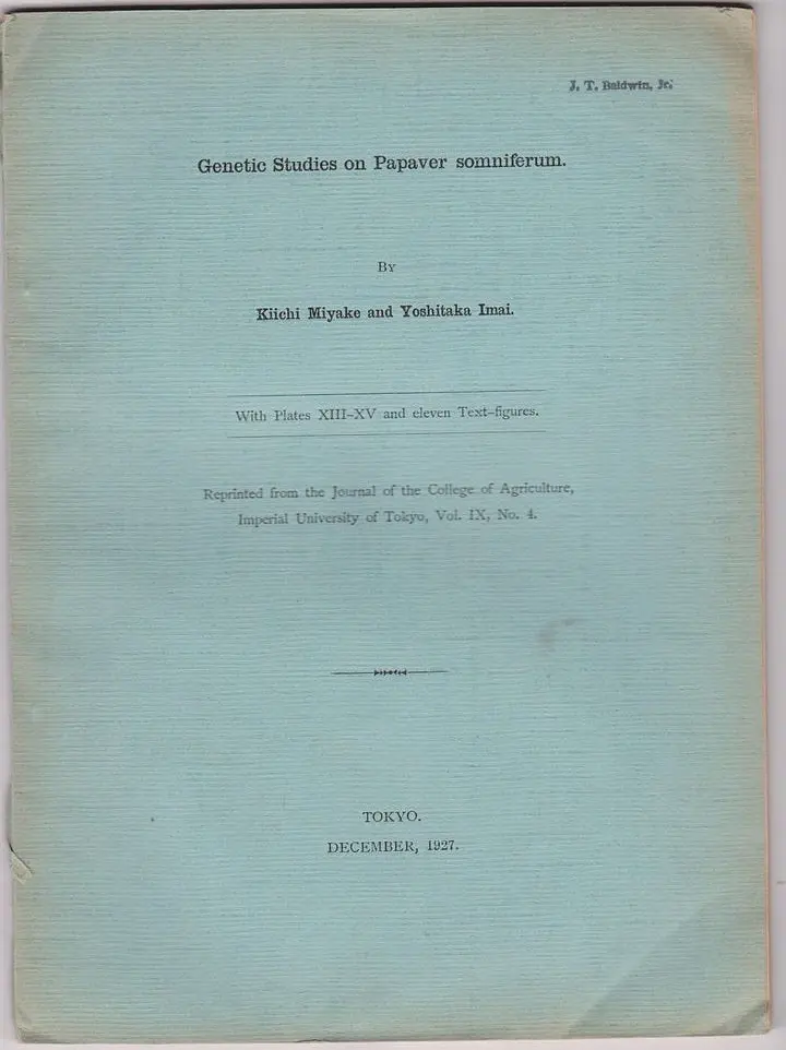 Genetic Studies Of Papaver Somnifer (With Plates Xiii-Xv) 1
