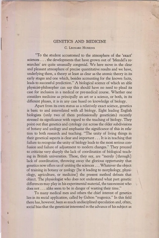 Genetics And Medicine  By Huskins, C. Leonard 1