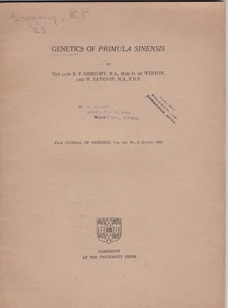 Genetics Of Primula Sinensis 1