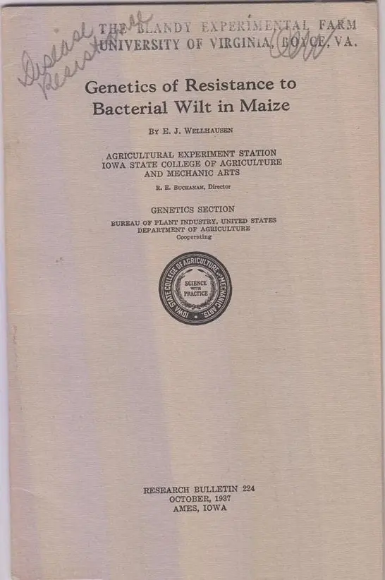 Genetics Of Resistance To Bacterial Wilt In Maize.  By Wellhausen, E.J. 1