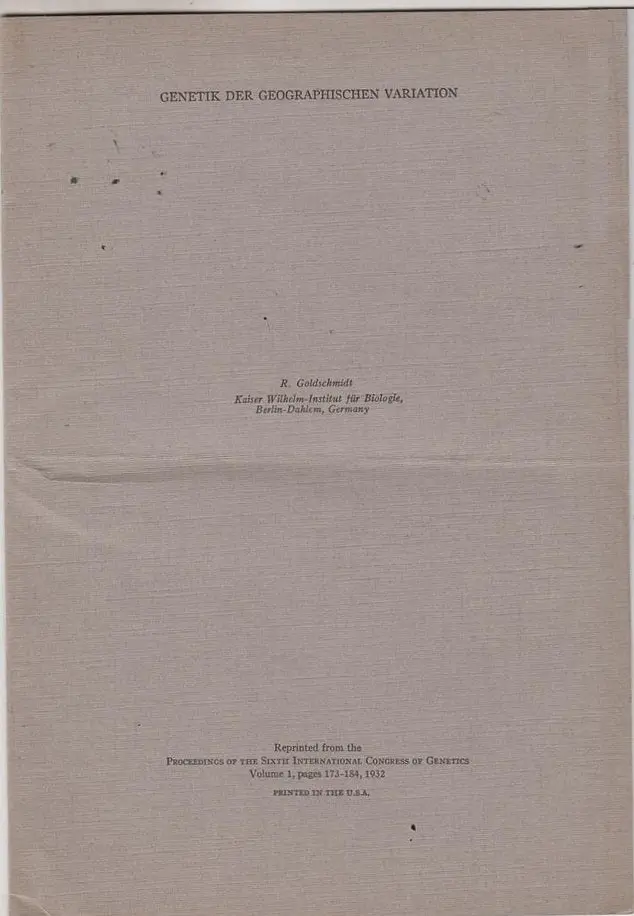 Genetik Der Geographischen Variation 1