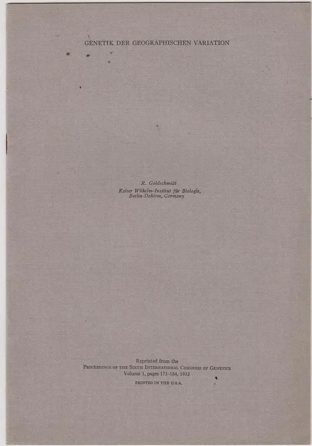 Genetik Der Geographischen Variation 1