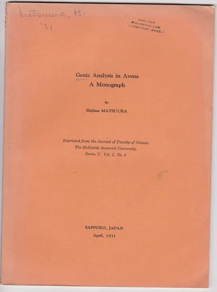 Genic Analysis In Avena - A Monograph 1