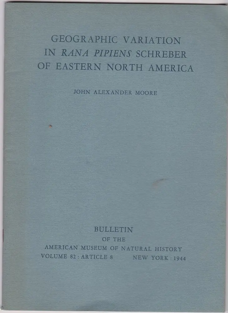 Geographic Variation In Rana Pipiens Schreber Of Eastern North America 1