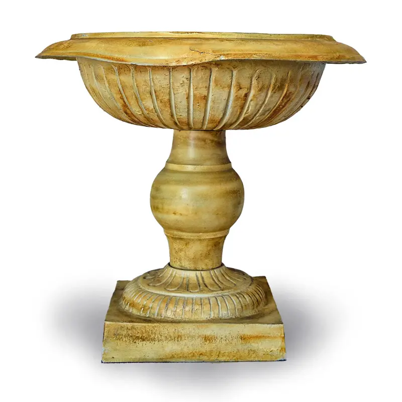 Greco-Roman Style Bronze Planter In Yellow Glaze Patina 1