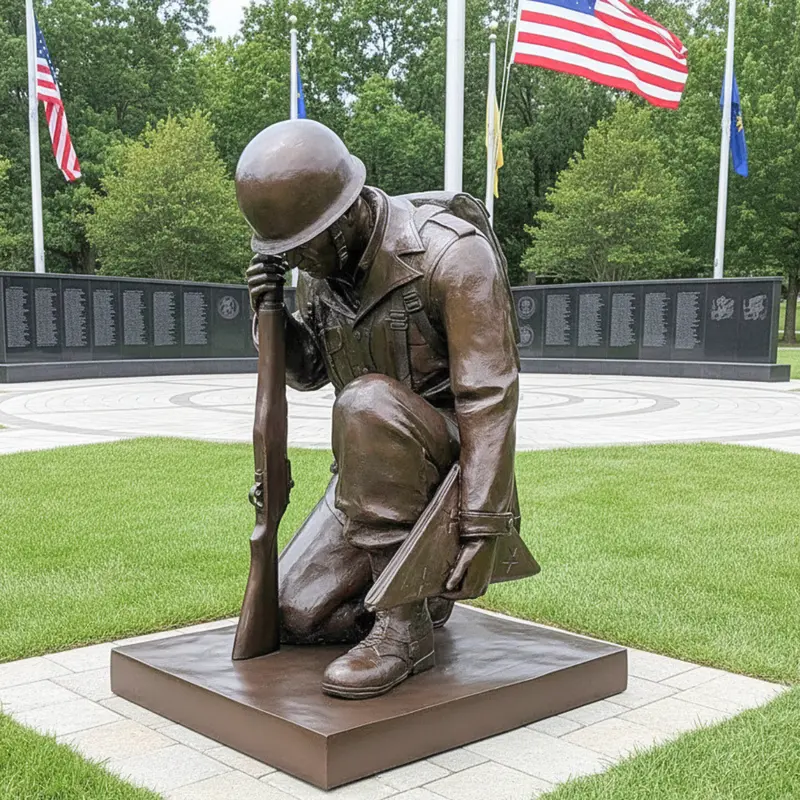 Honor The Fallen Patriotic Bronze Soldier Memorial Statue 1