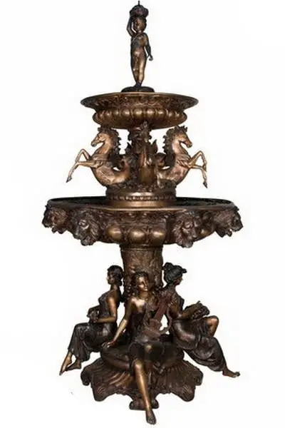 Horses & Maidens Tiered Fountain 1