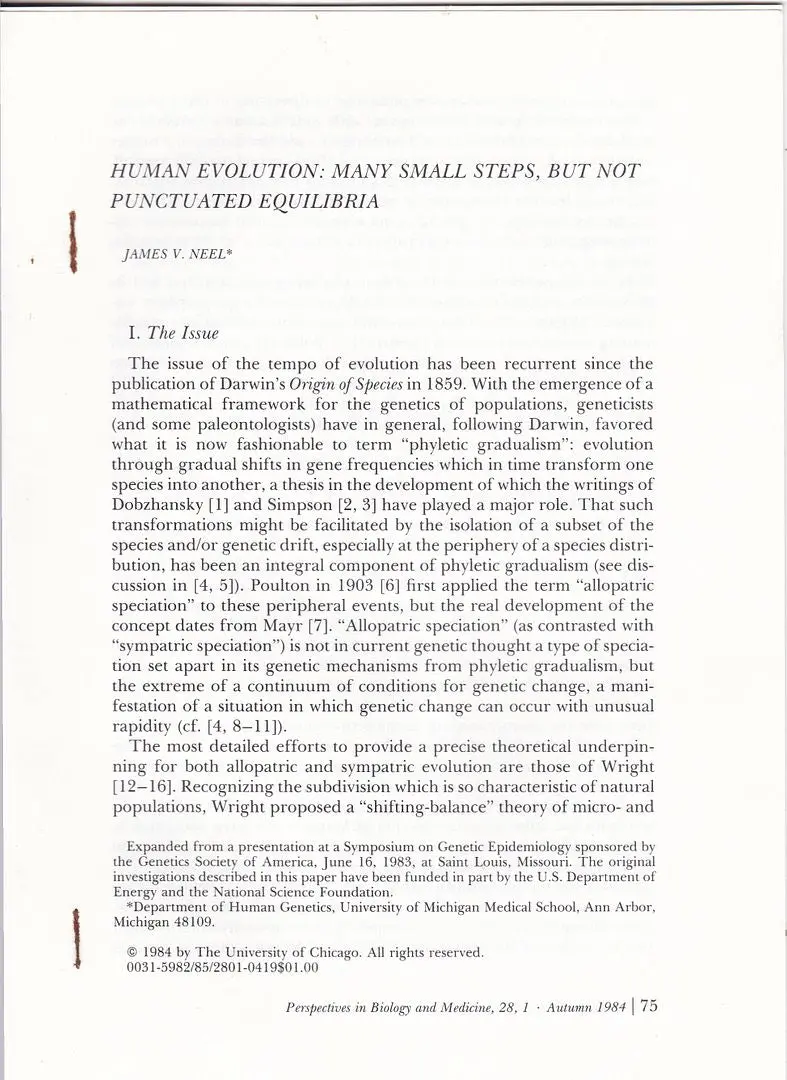 Human Evolution: Many Small Steps, But Not Punctuated Equilibria 1