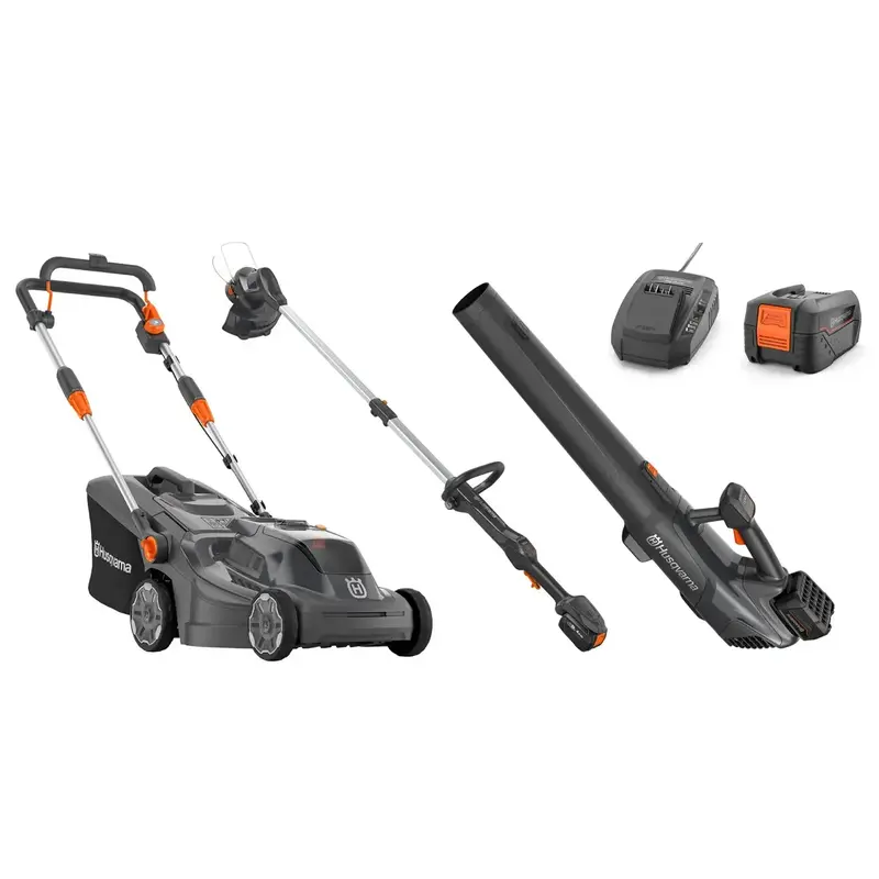 Husqvarna Aspire™ Lawn Mower + Grass Trimmer + Leaf Blower Bundle - With 4.0Ah Battery And Charger 1