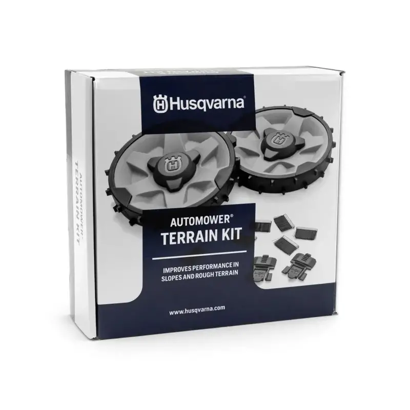 Husqvarna Rough Terrain Kit - Gives Traction On Rough Lawns Or Slopes, With Course Treaded Wheels & Brushes 1