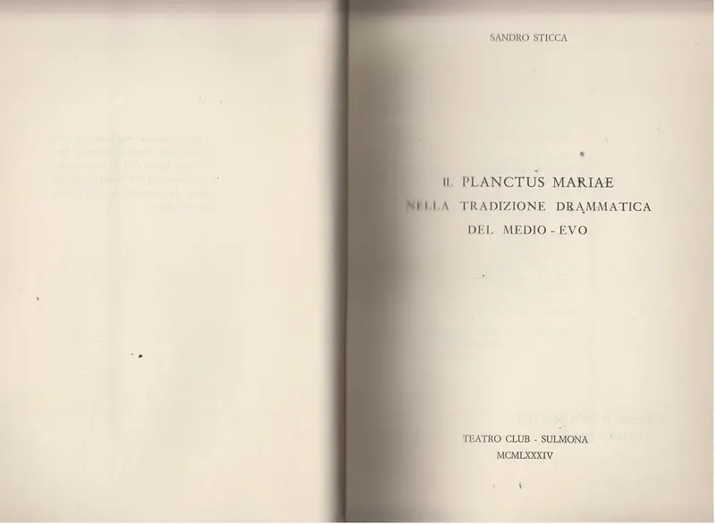 Il Planctus Mariae Nella Tradizione Drammatica Del Medio -Evo 1