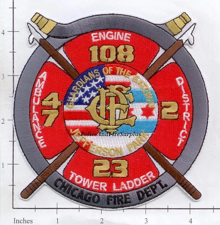 Illinois - Chicago Engine 108 Truck 23 District 2 Ambulance 47 Fire Dept Patch 1