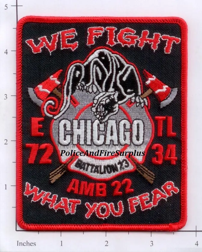 Illinois - Chicago Engine  72, Truck 34, Ambulance 22, Battalion 23 Fire Dept Patch 1