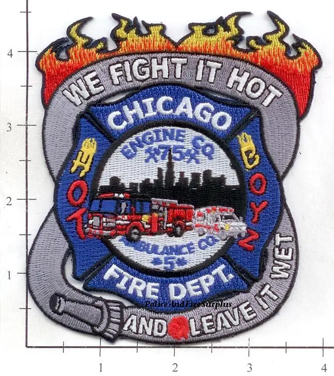 Illinois - Chicago Engine  75 Ambulance 5 Fire Dept Patch V1 1