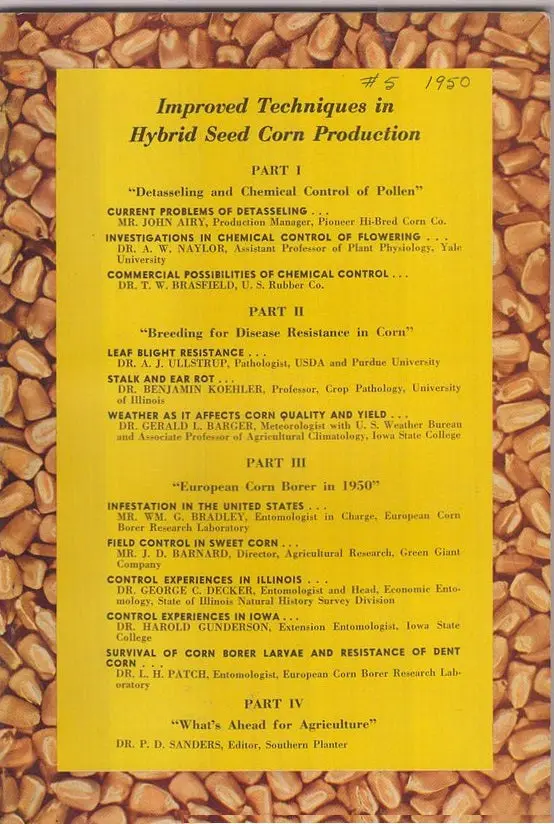 Improved Techniques In Hybrid Seed Corn Production. Report Of The Fifth Hybrid Corn Industry-Research Conference  By Heckendorn, William And Mabel Anderson 1