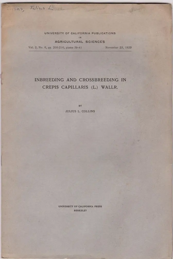 Inbreedings And Crossbreedings In Crepis Capillaris (L.) Wallr. 1